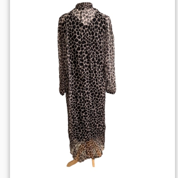 Zara animal print midi dress tulle mesh mock neck front tie goth gothic witch S - Picture 5 of 9